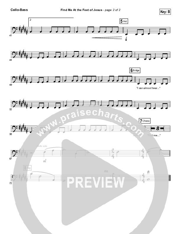 Find Me At The Feet Of Jesus Cello/Bass (Christy Nockels)