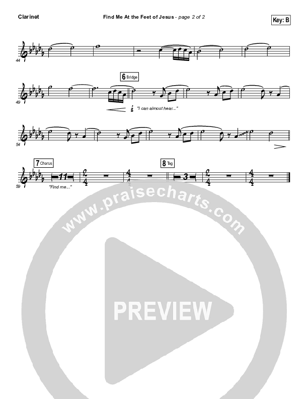 Find Me At The Feet Of Jesus Clarinet (Christy Nockels)