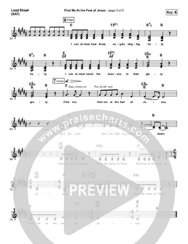 Find Me At The Feet Of Jesus Lead Sheet (SAT) (Christy Nockels)