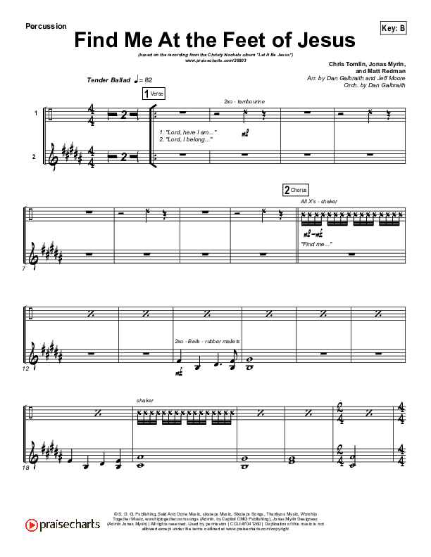 Find Me At The Feet Of Jesus Percussion (Christy Nockels)