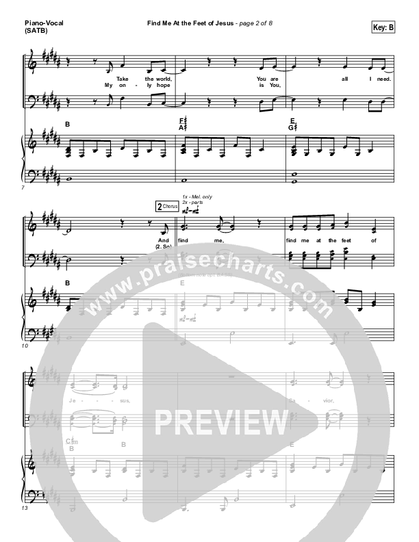 Find Me At The Feet Of Jesus Piano/Vocal (SATB) (Christy Nockels)