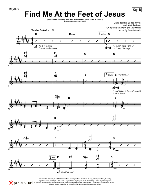 Find Me At The Feet Of Jesus Rhythm Chart (Christy Nockels)