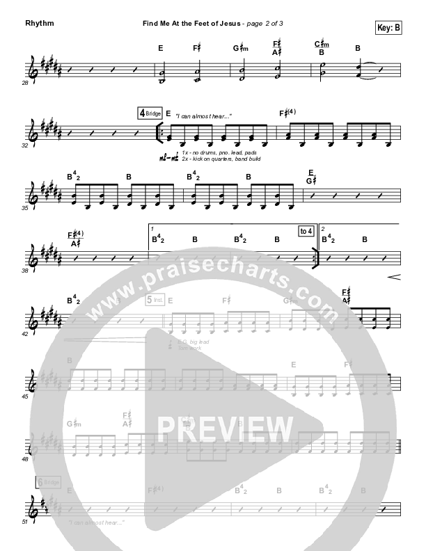 Find Me At The Feet Of Jesus Rhythm Chart (Christy Nockels)