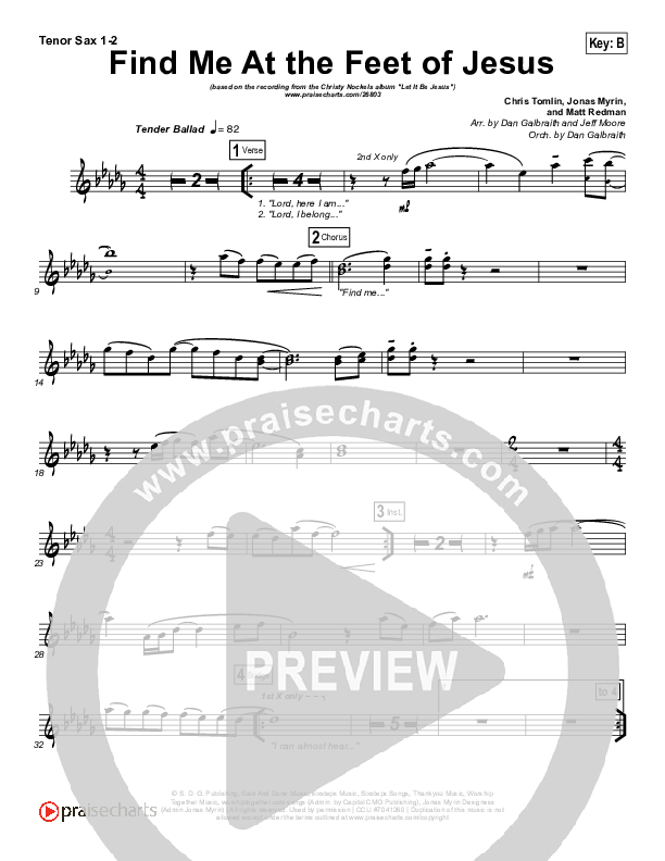 Find Me At The Feet Of Jesus Tenor Sax 1/2 (Christy Nockels)
