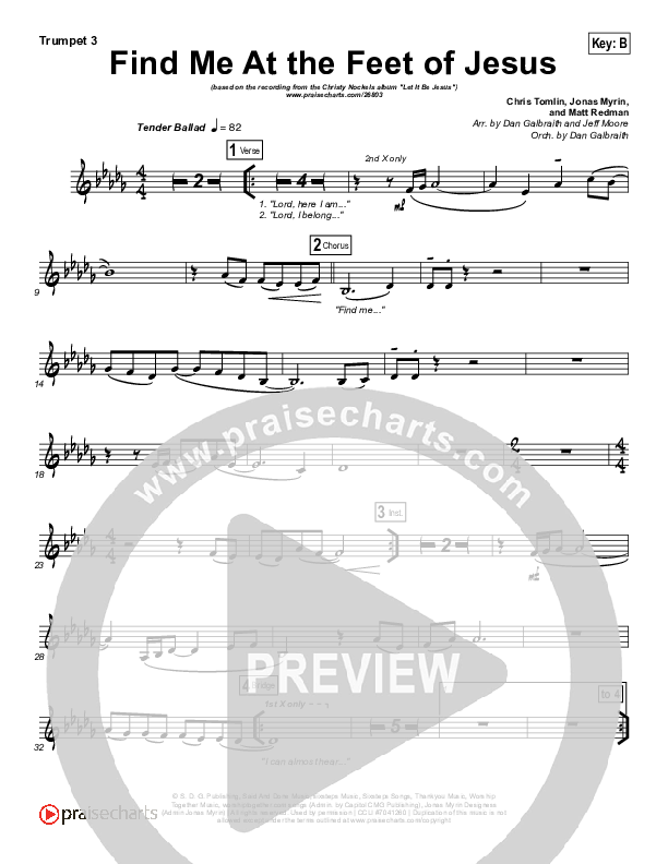 Find Me At The Feet Of Jesus Trumpet 3 (Christy Nockels)