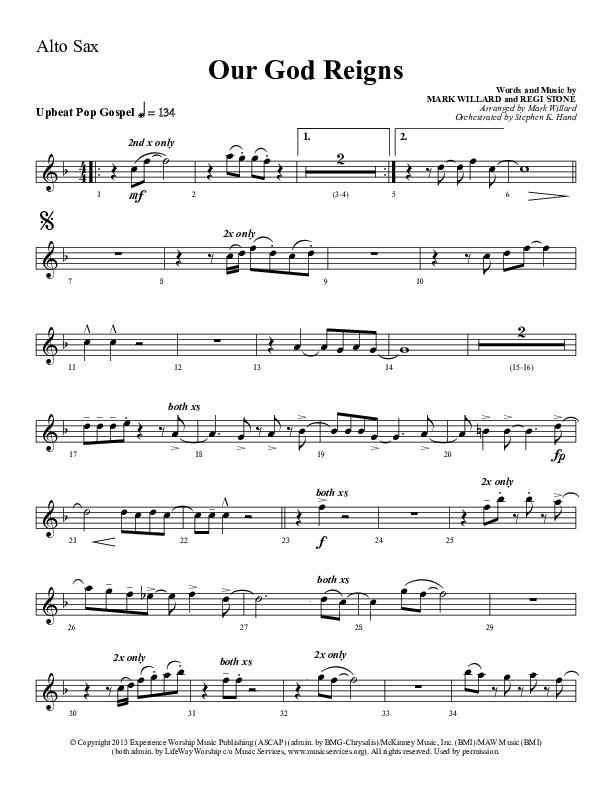 Our God Reigns Alto Sax (Sherwood Worship)