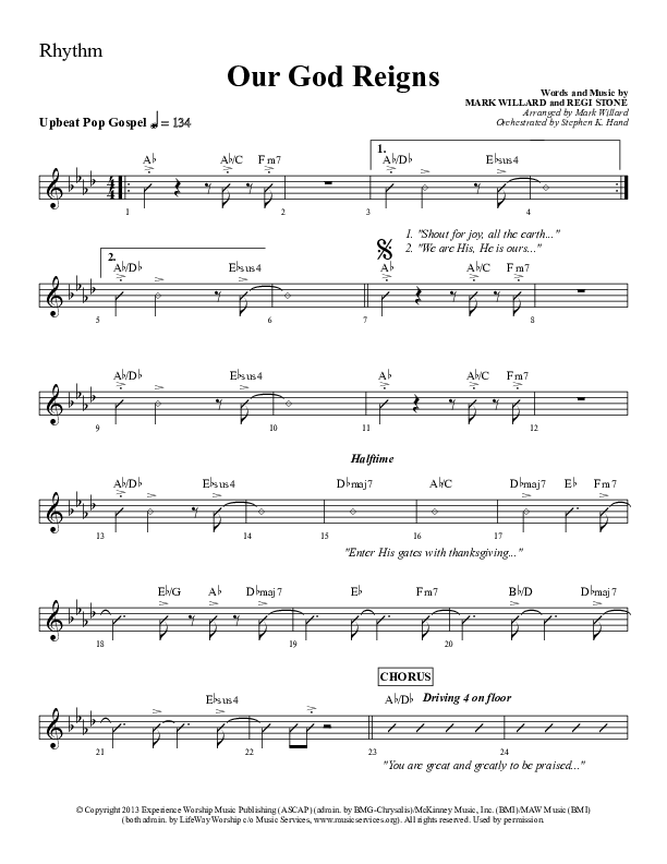 Our God Reigns Rhythm Chart (Sherwood Worship)