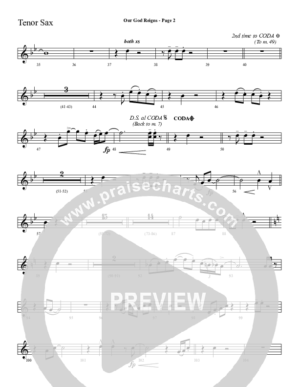 Our God Reigns Tenor Sax 2 (Sherwood Worship)