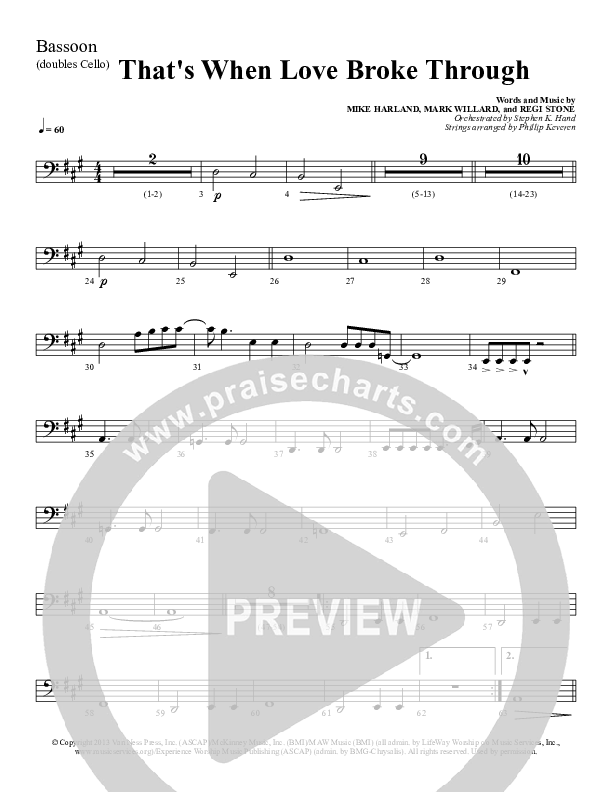 That's When Love Broke Through Bassoon 1/2 (Sherwood Worship)