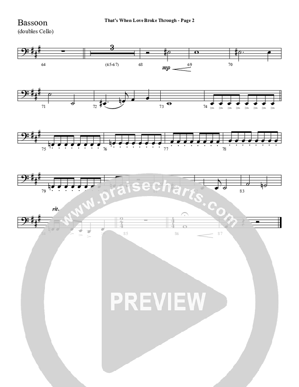 That's When Love Broke Through Bassoon 1/2 (Sherwood Worship)