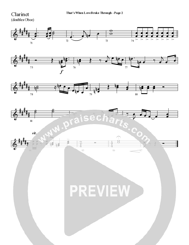 That's When Love Broke Through Clarinet (Sherwood Worship)