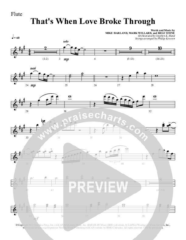 That's When Love Broke Through Flute (Sherwood Worship)