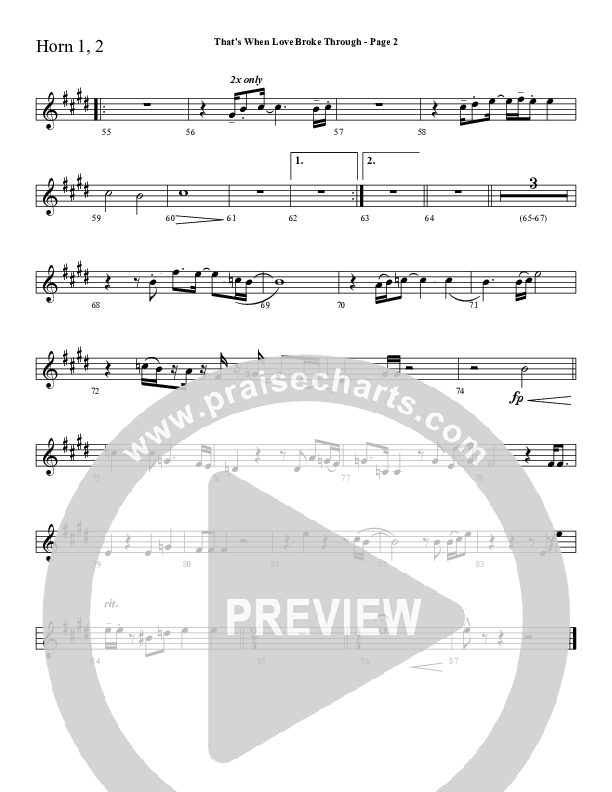 That's When Love Broke Through French Horn 1/2 (Sherwood Worship)