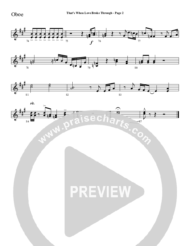 That's When Love Broke Through Oboe (Sherwood Worship)