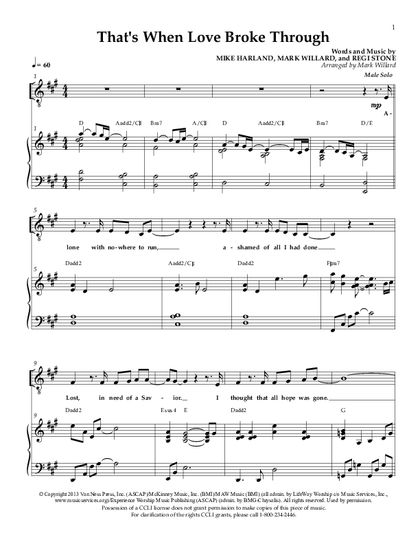That's When Love Broke Through Piano/Vocal (SAT) (Sherwood Worship)