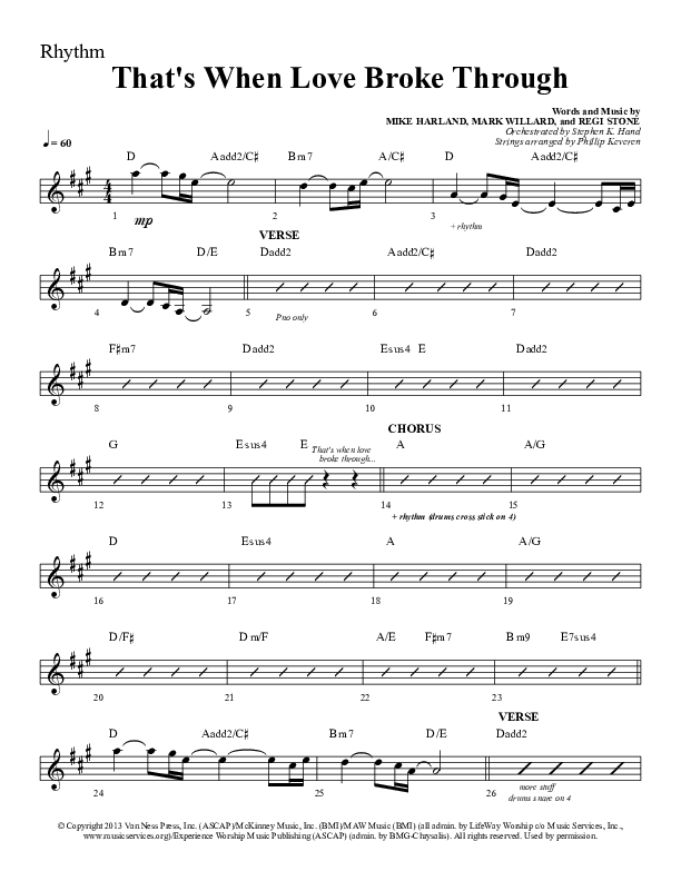 That's When Love Broke Through Rhythm Chart (Sherwood Worship)