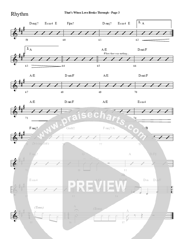 That's When Love Broke Through Rhythm Chart (Sherwood Worship)