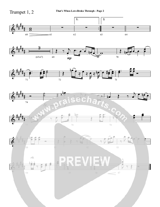 That's When Love Broke Through Trumpet 1,2 (Sherwood Worship)