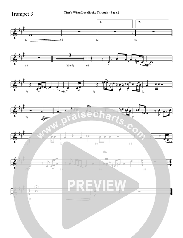 That's When Love Broke Through Trumpet 3 (Sherwood Worship)