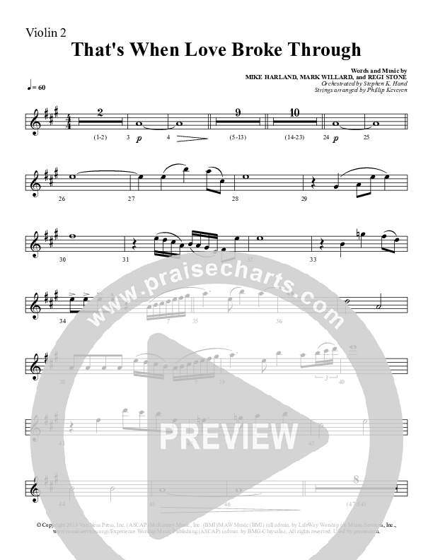That's When Love Broke Through Violin 2 (Sherwood Worship)