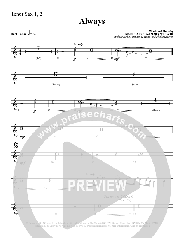 Always Tenor Sax 1/2 (Sherwood Worship)