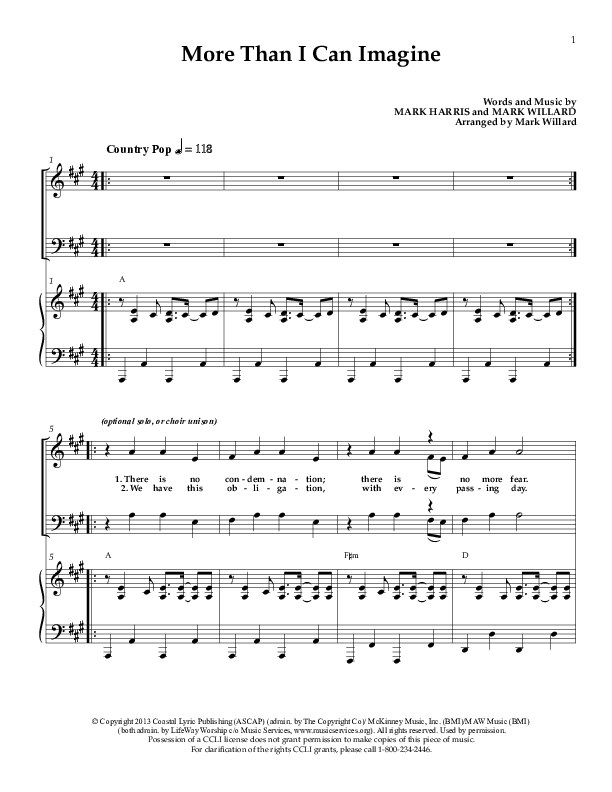More Than I Can Imagine Piano/Vocal (Sherwood Worship)