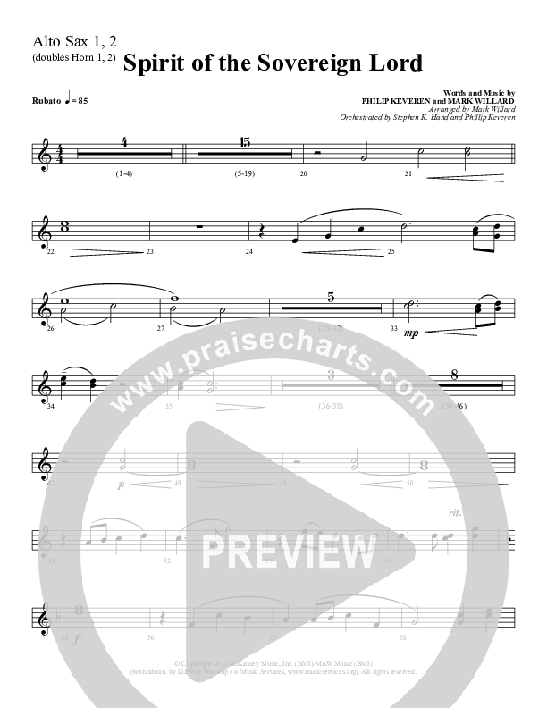 Spirit Of The Sovereign Lord Alto Sax (Sherwood Worship)