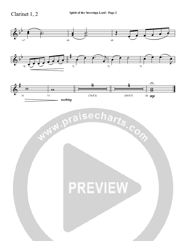 Spirit Of The Sovereign Lord Clarinet 1/2 (Sherwood Worship)
