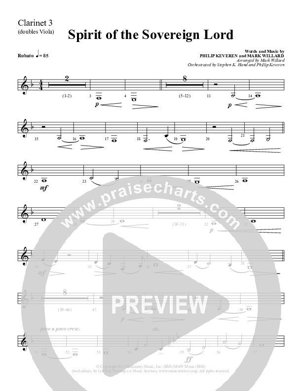 Spirit Of The Sovereign Lord Clarinet 3 (Sherwood Worship)