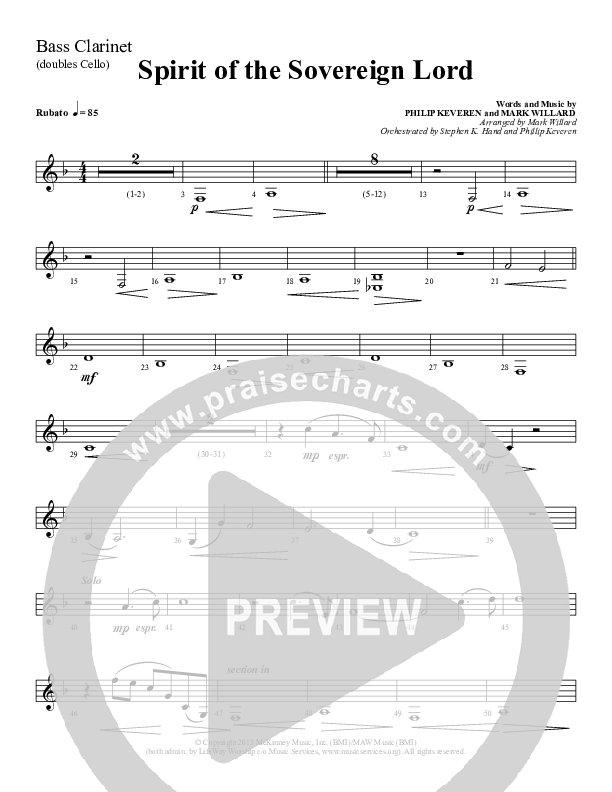 Spirit Of The Sovereign Lord Clarinet (Sherwood Worship)