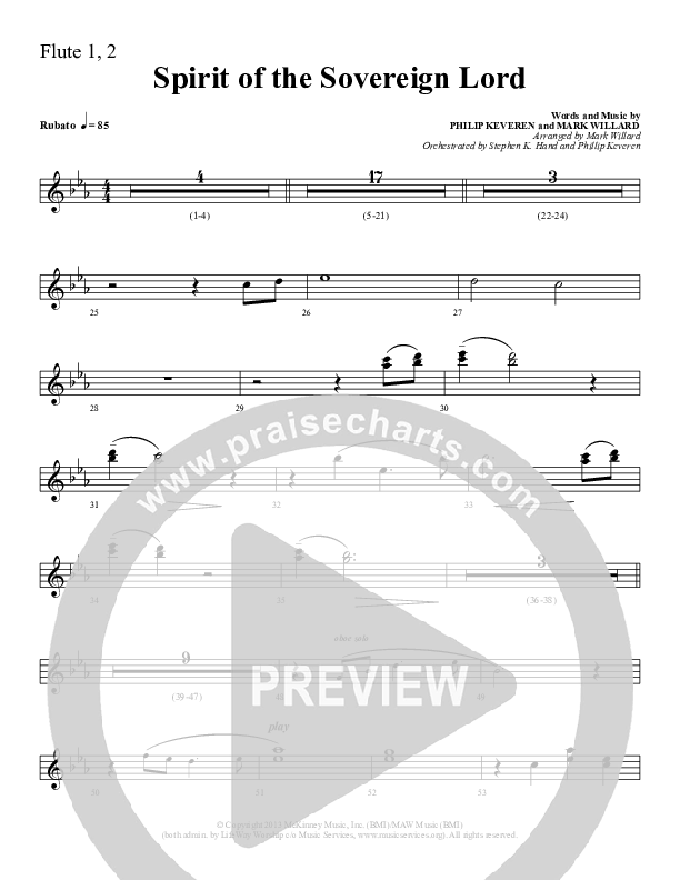 Spirit Of The Sovereign Lord Flute 1/2 (Sherwood Worship)