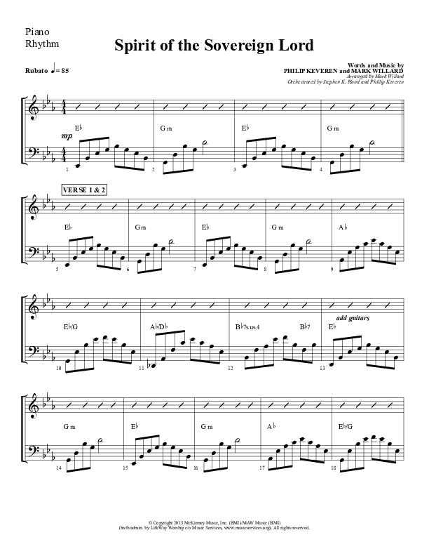 Spirit Of The Sovereign Lord Rhythm Chart (Sherwood Worship)