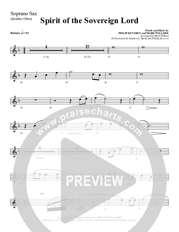 Spirit Of The Sovereign Lord Soprano Sax (Sherwood Worship)