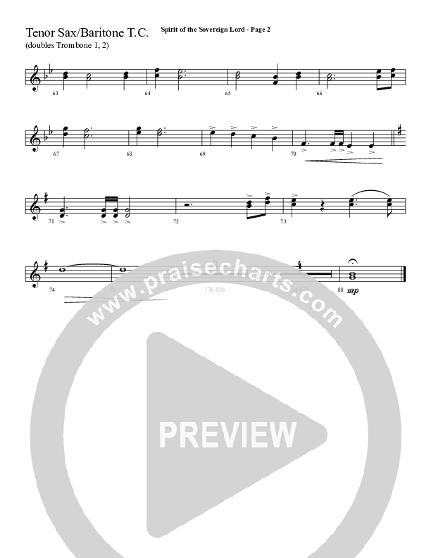 Spirit Of The Sovereign Lord Tenor Sax/Baritone T.C. (Sherwood Worship)