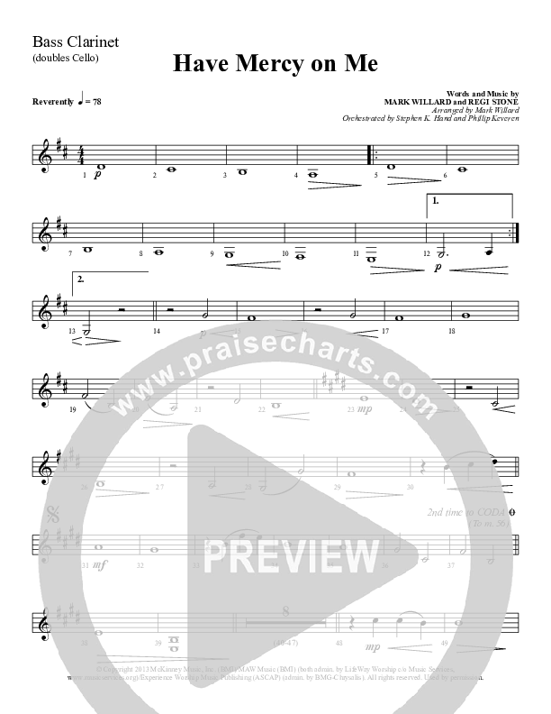 Have Mercy On Me Bass Clarinet (Sherwood Worship)