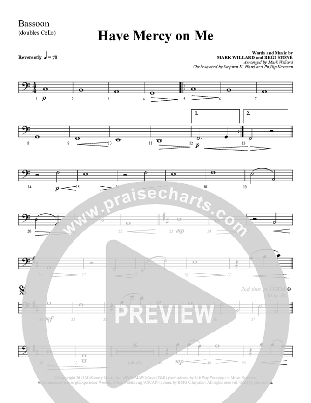 Have Mercy On Me Bassoon 1/2 (Sherwood Worship)