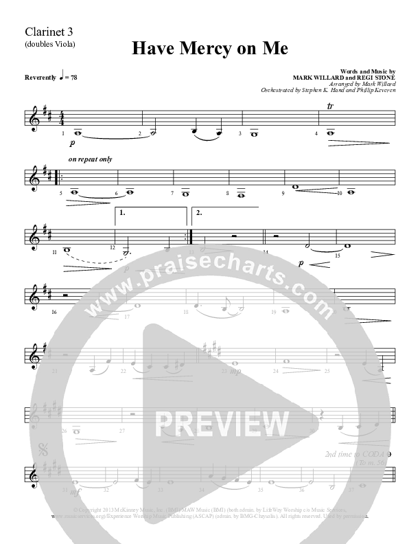 Have Mercy On Me Clarinet 3 (Sherwood Worship)