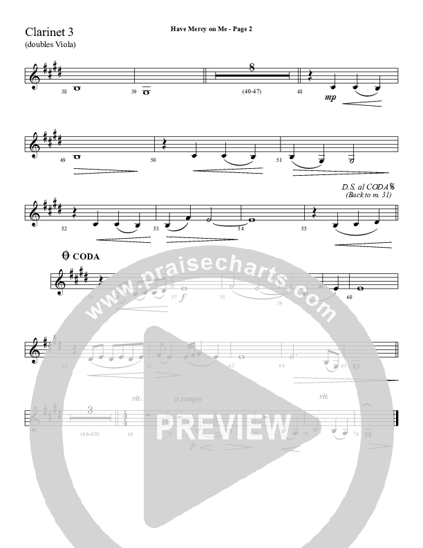 Have Mercy On Me Clarinet 3 (Sherwood Worship)
