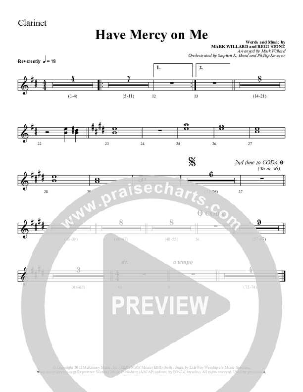 Have Mercy On Me Clarinet (Sherwood Worship)