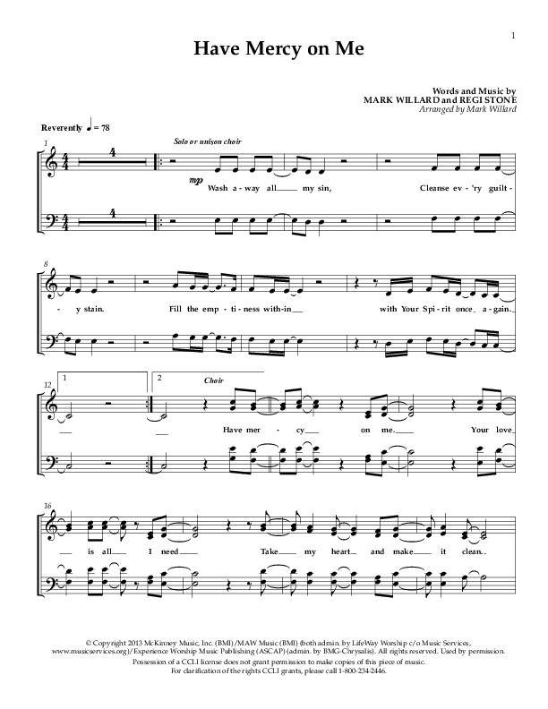 Have Mercy On Me Lead Sheet (Sherwood Worship)