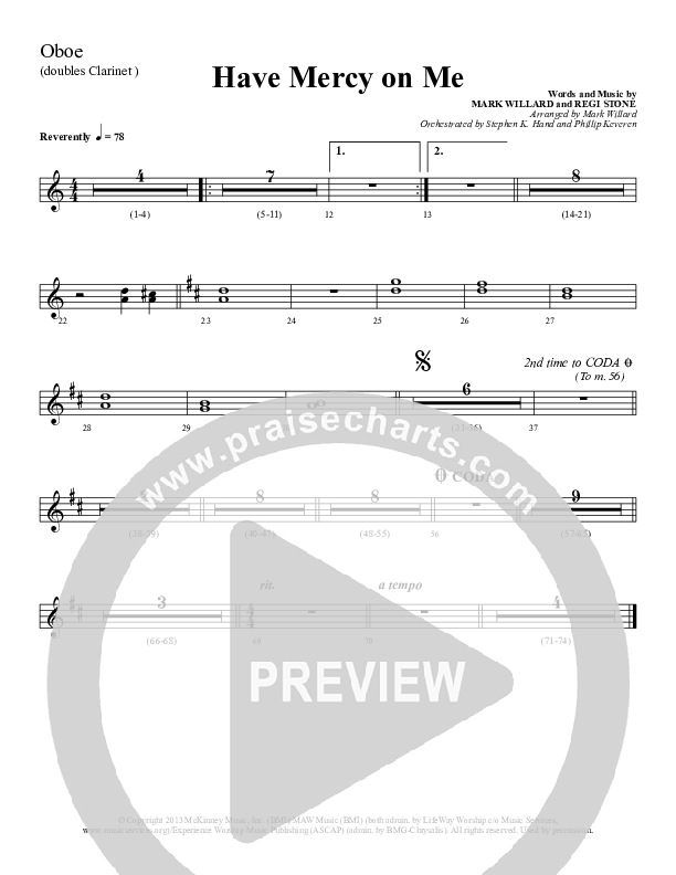 Have Mercy On Me Oboe (Sherwood Worship)