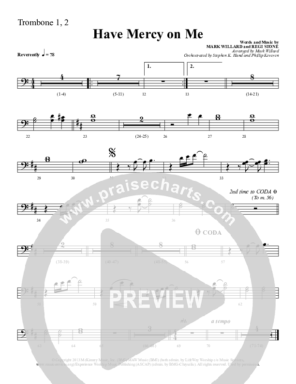 Have Mercy On Me Trombone 1/2 (Sherwood Worship)