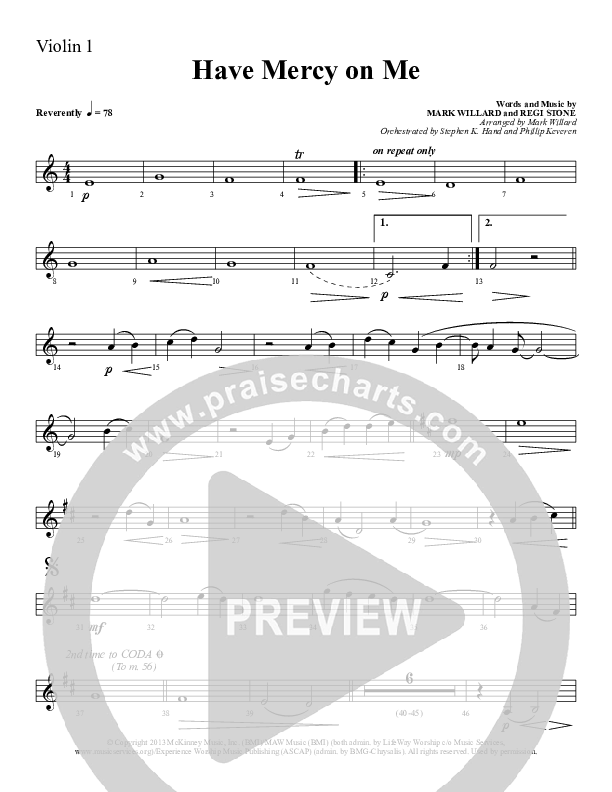 Have Mercy On Me Violin 1 (Sherwood Worship)