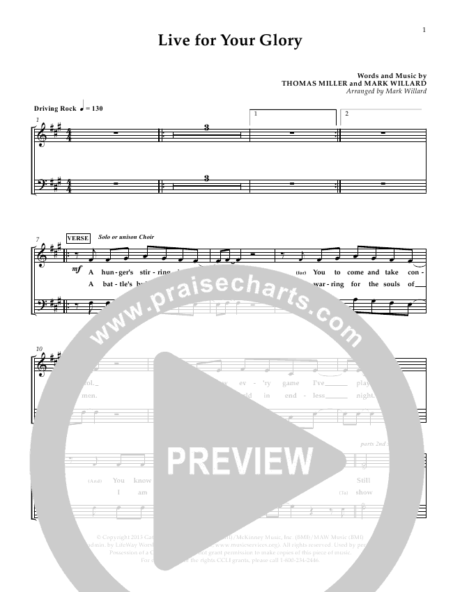 Live For Your Glory Sheet Music PDF (Sherwood Worship) - PraiseCharts