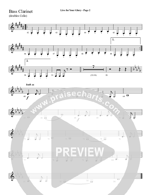 Live For Your Glory Bass Clarinet (Sherwood Worship)