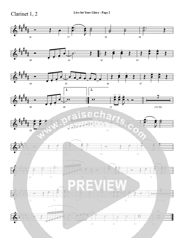 Live For Your Glory Clarinet 1/2 (Sherwood Worship)