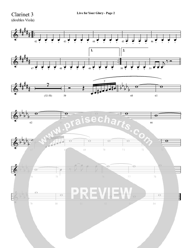 Live For Your Glory Clarinet 3 (Sherwood Worship)