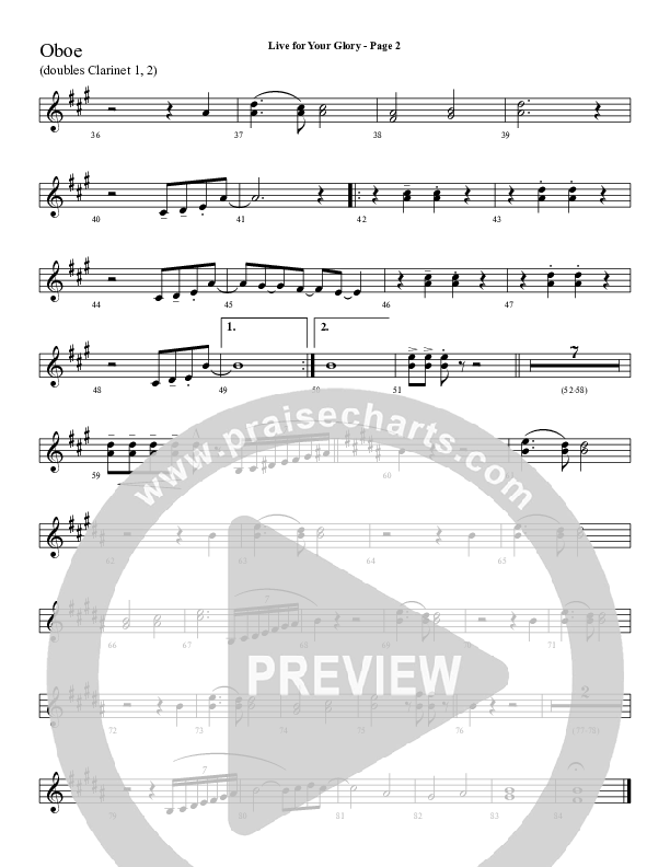 Live For Your Glory Oboe (Sherwood Worship)