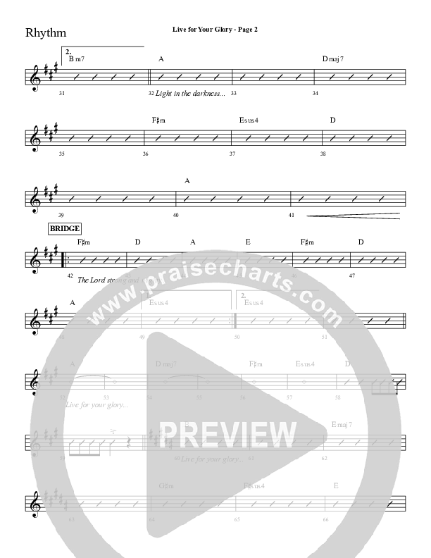 Live For Your Glory Rhythm Chart (Sherwood Worship)