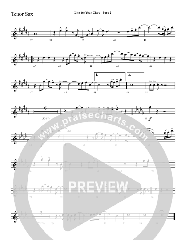 Live For Your Glory Tenor Sax 2 (Sherwood Worship)